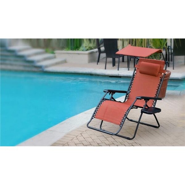 Jeco Jeco GCOL14 Oversized Olefin Zero Gravity Chair with Sunshade & Drink Tray; Terra Cotta - GCOL14