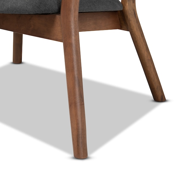 Baxton Studio Baron Mid-Century Modern Dark Grey Fabric Upholstered 2-Piece Wood Living Room Accent Chair Set, PR - SET OF 2 188-11676-ZORO
