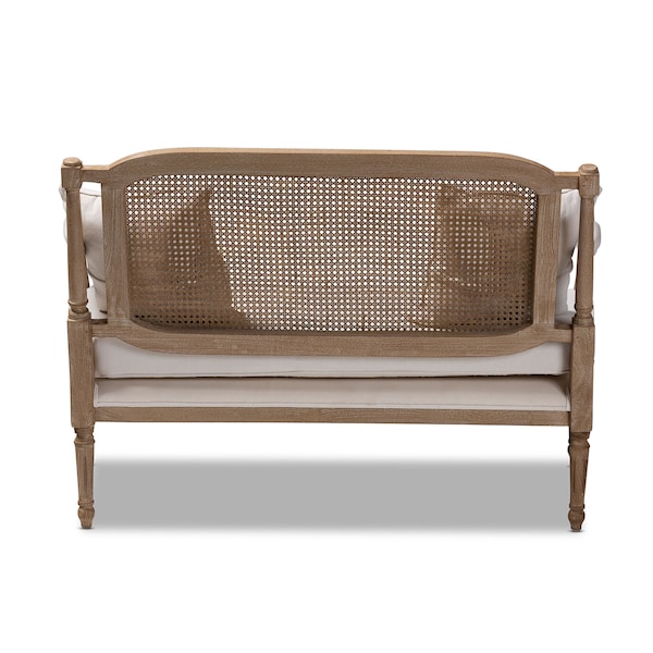 Baxton Studio Clemence Ivory Upholstered Whitewashed Wood Armchair - 158-8853