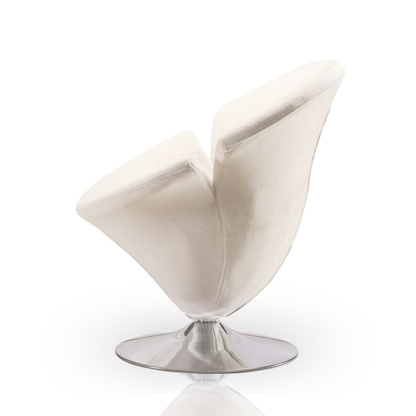Manhattan Comfort Tulip Swivel Accent Chair in White and Polished Chrome - AC029-WH