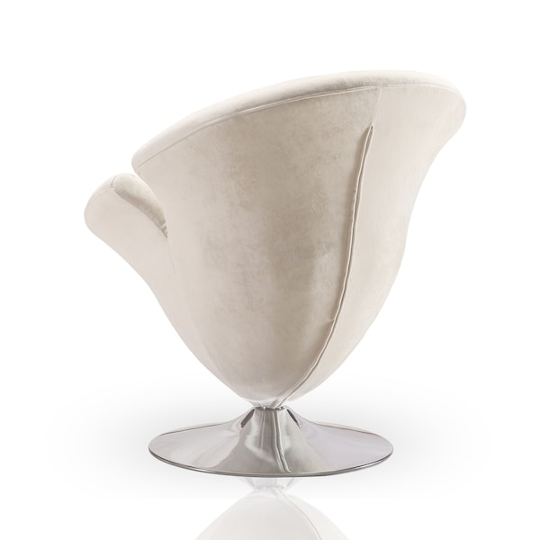 Manhattan Comfort Tulip Swivel Accent Chair in White and Polished Chrome - AC029-WH