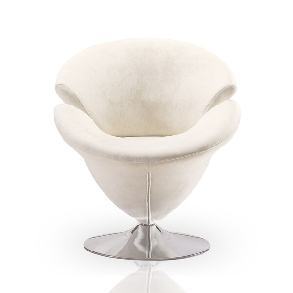 Manhattan Comfort Tulip Swivel Accent Chair in White and Polished Chrome - AC029-WH