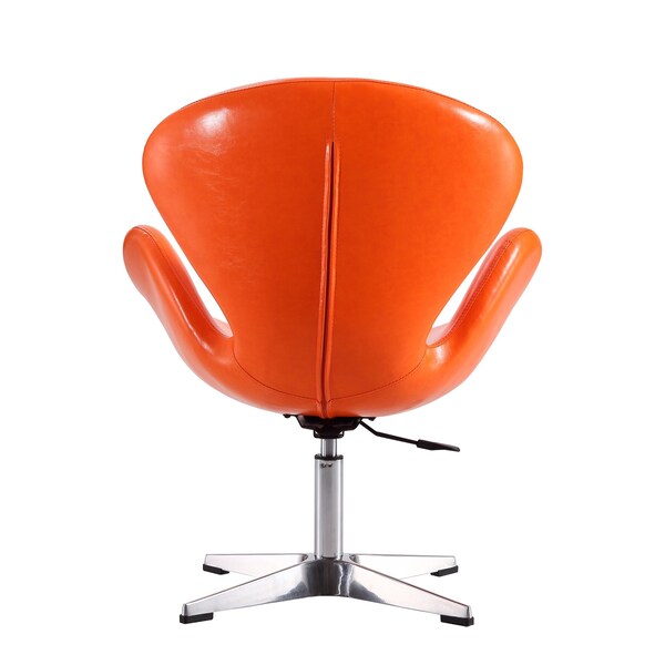 Manhattan Comfort Raspberry Faux Leather Adjustable Swivel Chair in Tangerine and Polished Chrome (Set of 2) - 2-AC038-TR