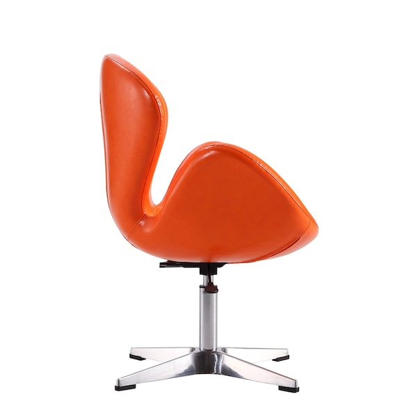 Manhattan Comfort Raspberry Faux Leather Adjustable Swivel Chair in Tangerine and Polished Chrome (Set of 2) - 2-AC038-TR