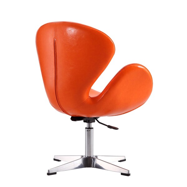 Manhattan Comfort Raspberry Faux Leather Adjustable Swivel Chair in Tangerine and Polished Chrome (Set of 2) - 2-AC038-TR