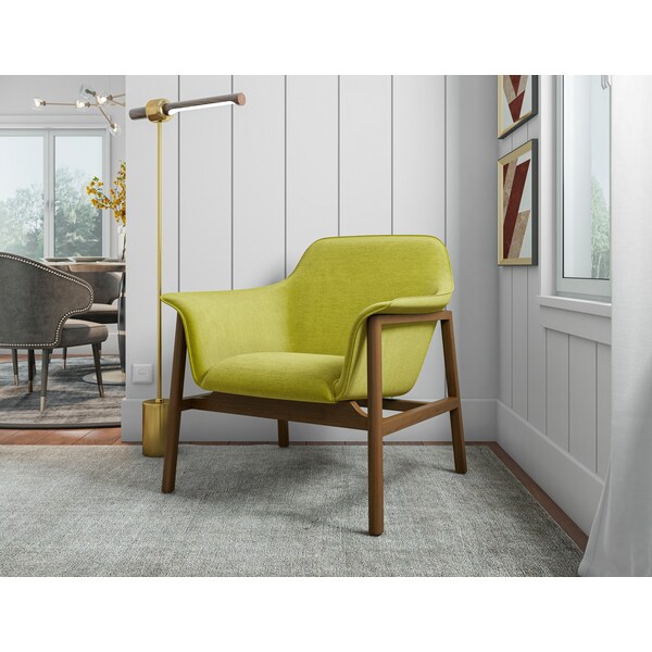 Manhattan Comfort Miller Accent Chair in Green and Walnut - AC007-GR