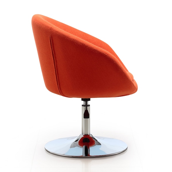 Manhattan Comfort Hopper Swivel Adjustable Height Chair in Orange and Polished Chrome (Set of 2) - 2-AC036-OR