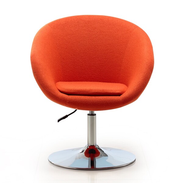 Manhattan Comfort Hopper Swivel Adjustable Height Chair in Orange and Polished Chrome (Set of 2) - 2-AC036-OR