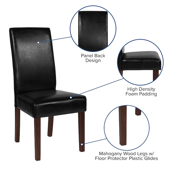 Flash Furniture Black LeatherSoft Parsons Chair with Mahogany Legs - QY-A37-9061-BKL-GG