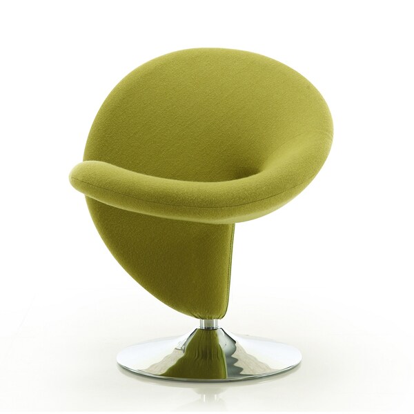 Manhattan Comfort Curl Swivel Accent Chair in Green and Polished Chrome (Set of 2) - 2-AC040-GR