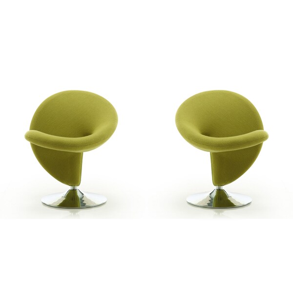 Manhattan Comfort Curl Swivel Accent Chair in Green and Polished Chrome (Set of 2) - 2-AC040-GR