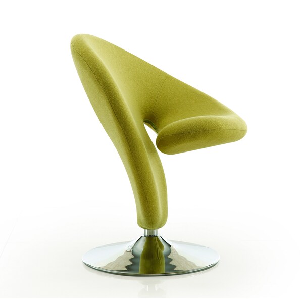 Manhattan Comfort Curl Swivel Accent Chair in Green and Polished Chrome (Set of 2) - 2-AC040-GR