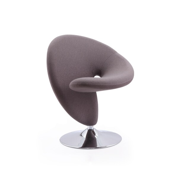 Manhattan Comfort Curl Swivel Accent Chair in Grey and Polished Chrome - AC040-GY