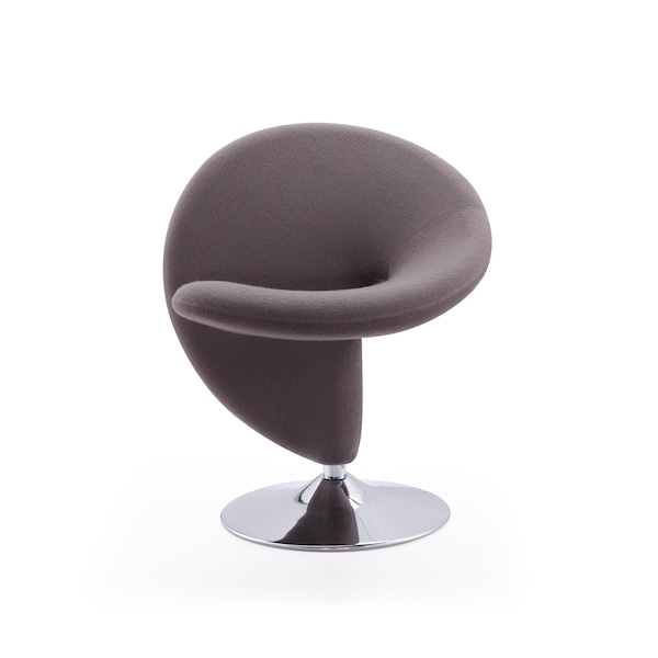 Manhattan Comfort Curl Swivel Accent Chair in Grey and Polished Chrome - AC040-GY