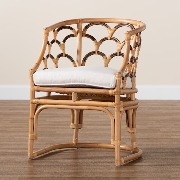 Baxton Studio Aster Modern Bohemian Natural Brown Rattan Armchair - 225-13073-ZORO