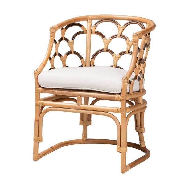 Baxton Studio Aster Modern Bohemian Natural Brown Rattan Armchair - 225-13073-ZORO