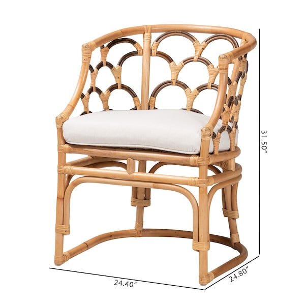 Baxton Studio Aster Modern Bohemian Natural Brown Rattan Armchair - 225-13073-ZORO