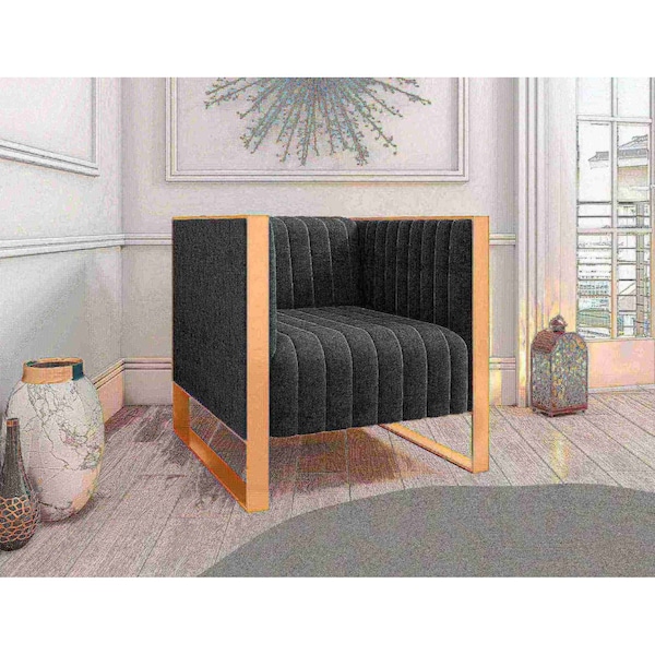 Manhattan Comfort Trillium Accent Chair in Black and Rose Gold - AC055-BK