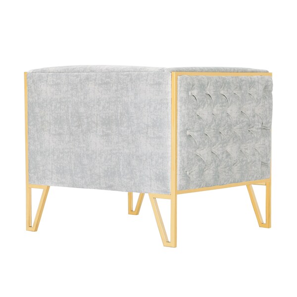Manhattan Comfort Vector Accent Chair in Grey and Gold (Set of 2) - 2-AC054-GY