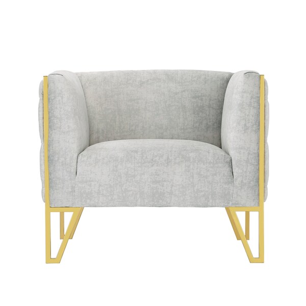 Manhattan Comfort Vector Accent Chair in Grey and Gold (Set of 2) - 2-AC054-GY