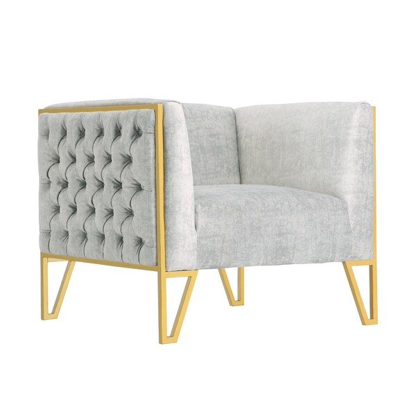 Manhattan Comfort Vector Accent Chair in Grey and Gold (Set of 2) - 2-AC054-GY