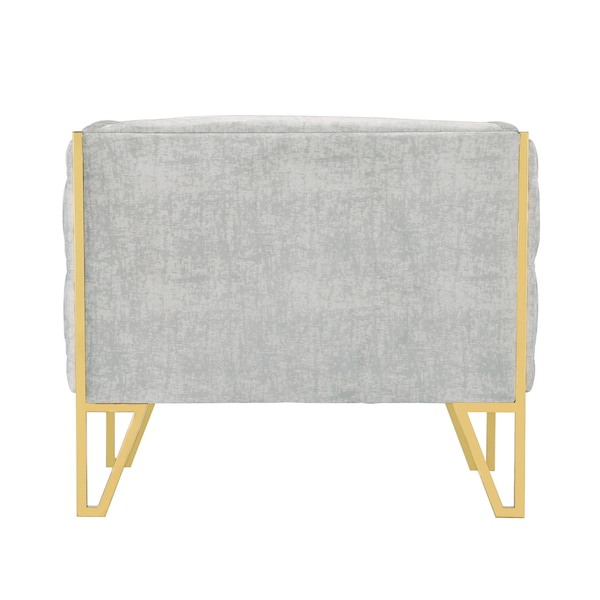 Manhattan Comfort Vector Accent Chair in Grey and Gold (Set of 2) - 2-AC054-GY