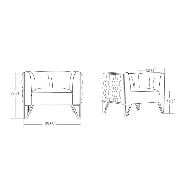 Manhattan Comfort Vector Accent Chair in Grey and Gold (Set of 2) - 2-AC054-GY