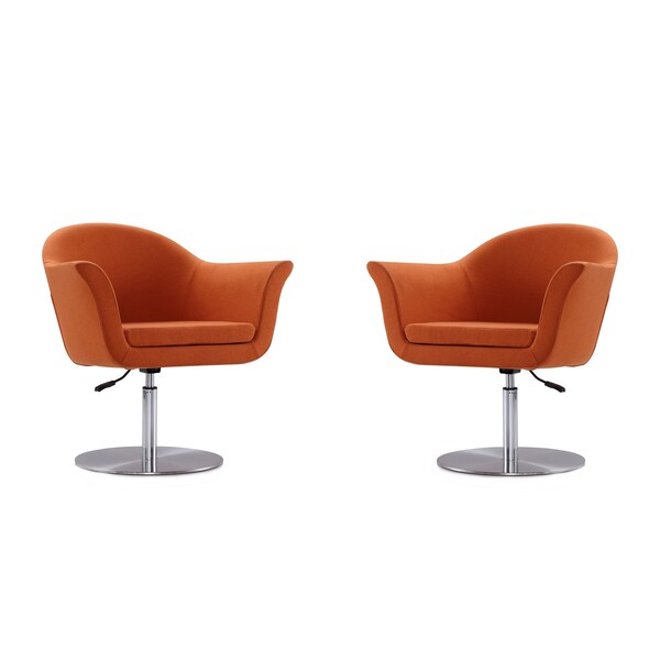 Manhattan Comfort Voyager Swivel Adjustable Accent Chair in Orange and Brushed Metal (Set of 2) - 2-AC051-OR