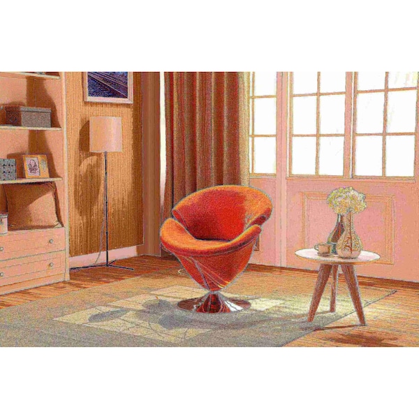 Manhattan Comfort Tulip Swivel Accent Chair in Orange and Polished Chrome (Set of 2) - 2-AC029-OR