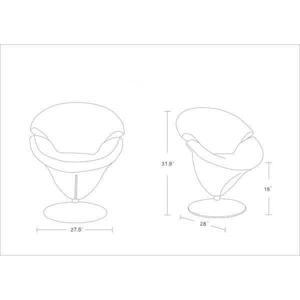 Manhattan Comfort Tulip Swivel Accent Chair in Orange and Polished Chrome (Set of 2) - 2-AC029-OR