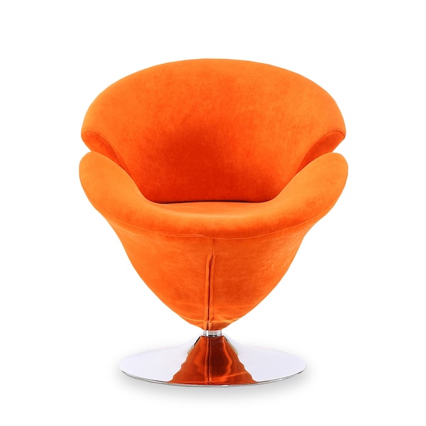 Manhattan Comfort Tulip Swivel Accent Chair in Orange and Polished Chrome (Set of 2) - 2-AC029-OR