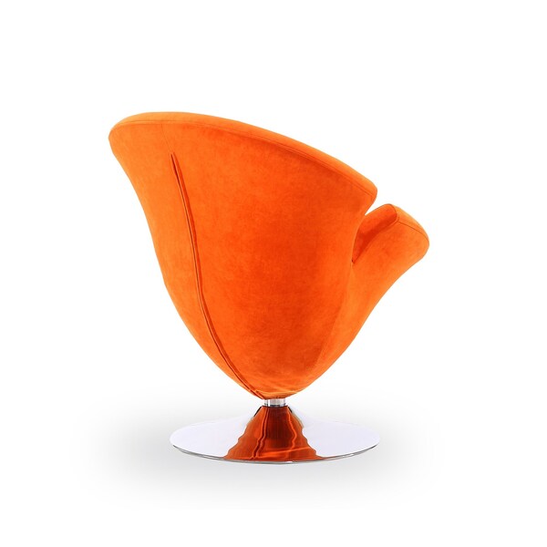 Manhattan Comfort Tulip Swivel Accent Chair in Orange and Polished Chrome (Set of 2) - 2-AC029-OR