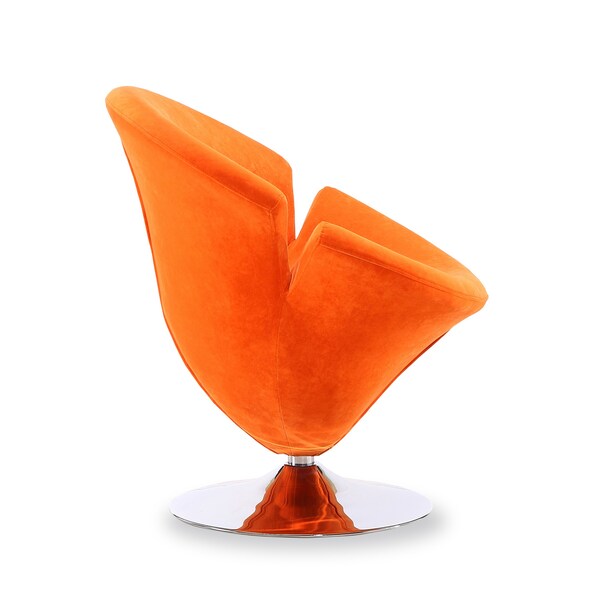 Manhattan Comfort Tulip Swivel Accent Chair in Orange and Polished Chrome (Set of 2) - 2-AC029-OR