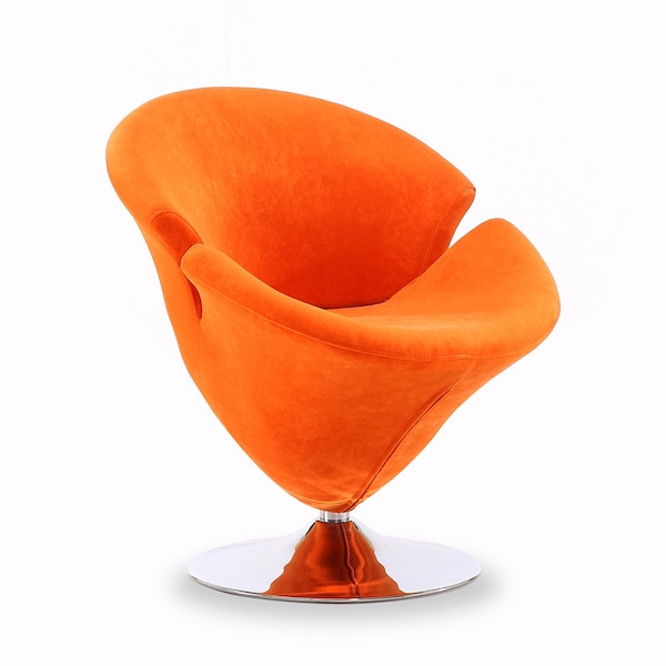 Manhattan Comfort Tulip Swivel Accent Chair in Orange and Polished Chrome (Set of 2) - 2-AC029-OR