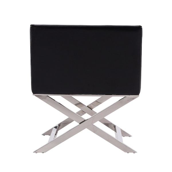 Manhattan Comfort Hollywood Lounge Accent Chair in Black and Polished Chrome (Set of 2) - 2-AC050-BK
