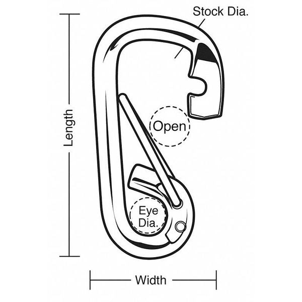 Lucky Line Spring Snap, HD, Steel, L 2 3/8 In - 4GGP6