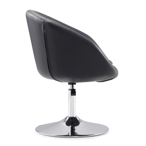 Manhattan Comfort Hopper Swivel Adjustable Height Faux Leather Chair in Black and Polished Chrome - AC036-BK