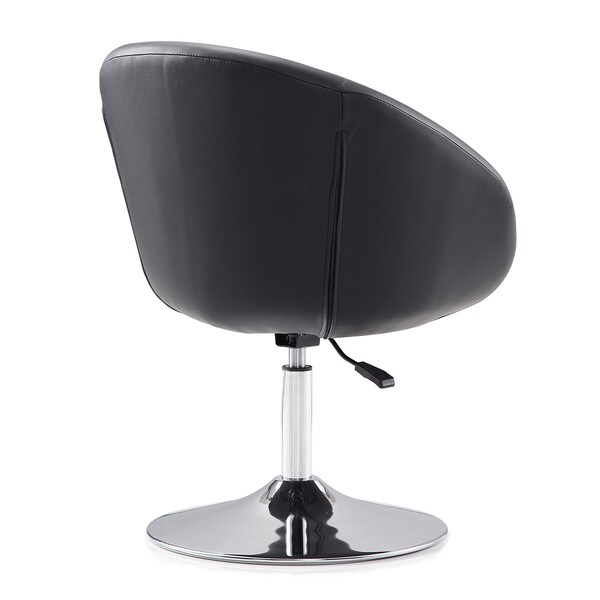 Manhattan Comfort Hopper Swivel Adjustable Height Faux Leather Chair in Black and Polished Chrome - AC036-BK