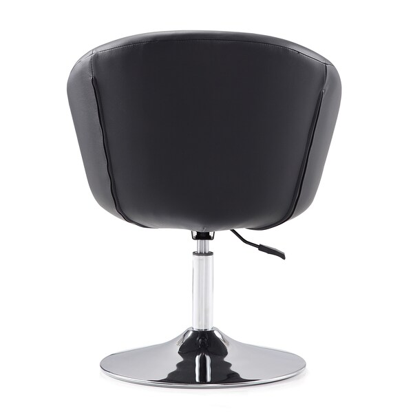 Manhattan Comfort Hopper Swivel Adjustable Height Faux Leather Chair in Black and Polished Chrome - AC036-BK