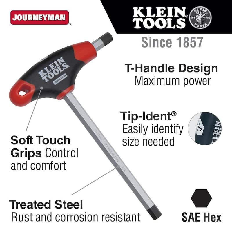 Llave hexagonal en forma de T Journeyman de 5/32 pulgadas de Klein Tools - JTH6E10