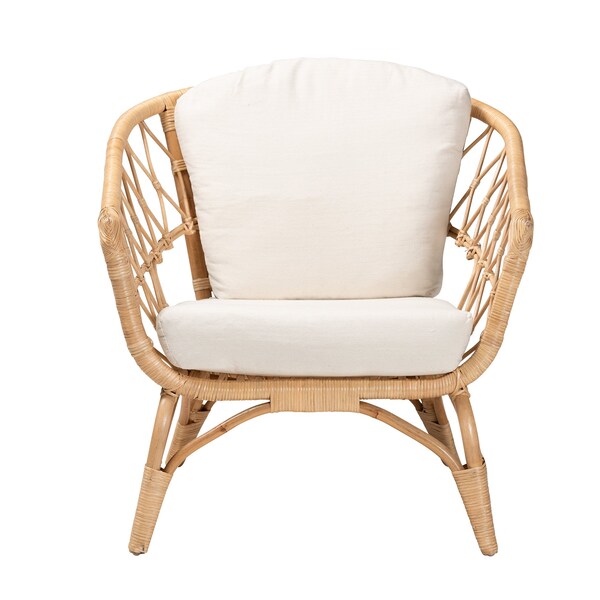 Baxton Studio Feya Modern Bohemian Natural Brown Antique Rattan Armchair - 222-12696-ZORO