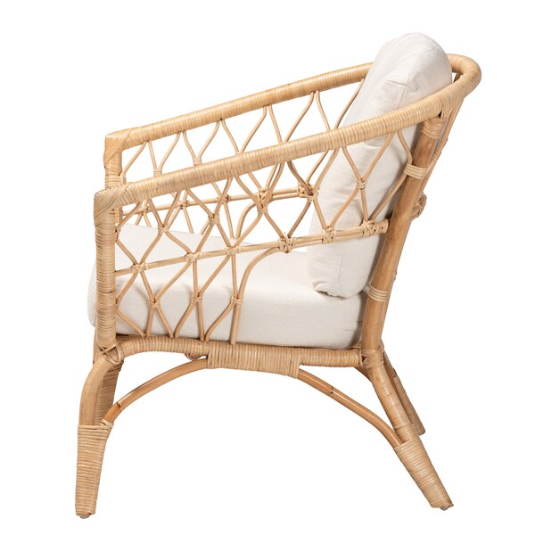 Baxton Studio Feya Modern Bohemian Natural Brown Antique Rattan Armchair - 222-12696-ZORO
