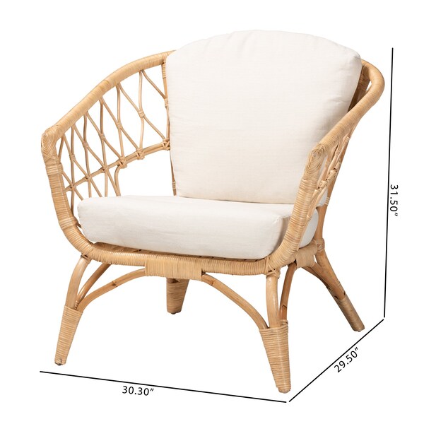 Baxton Studio Feya Modern Bohemian Natural Brown Antique Rattan Armchair - 222-12696-ZORO