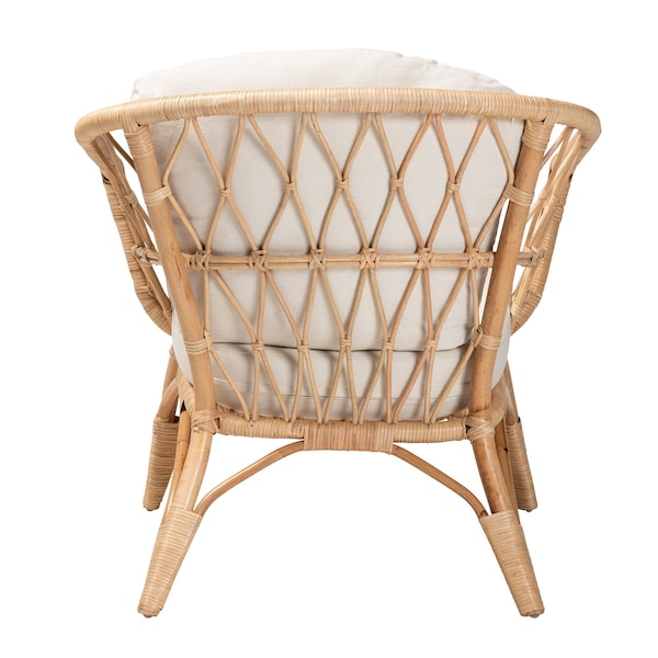 Baxton Studio Feya Modern Bohemian Natural Brown Antique Rattan Armchair - 222-12696-ZORO