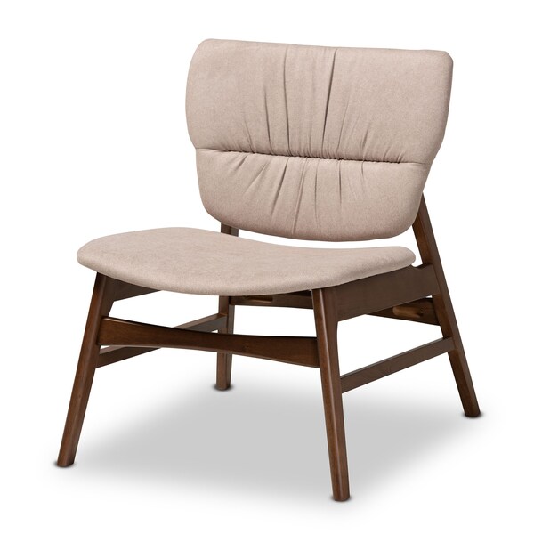 Baxton Studio Benito Transitional Beige Fabric Upholstered and Walnut Brown Finished Wood Accent Chair - 191-11710-ZORO