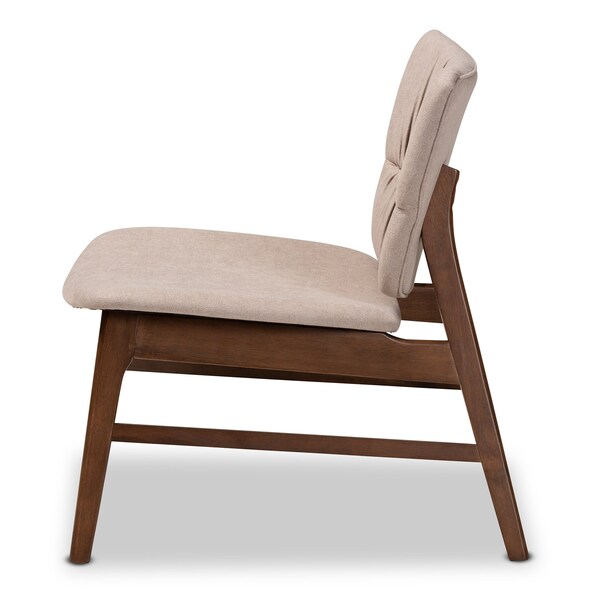 Baxton Studio Benito Transitional Beige Fabric Upholstered and Walnut Brown Finished Wood Accent Chair - 191-11710-ZORO