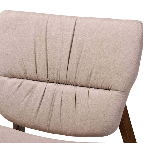 Baxton Studio Benito Transitional Beige Fabric Upholstered and Walnut Brown Finished Wood Accent Chair - 191-11710-ZORO