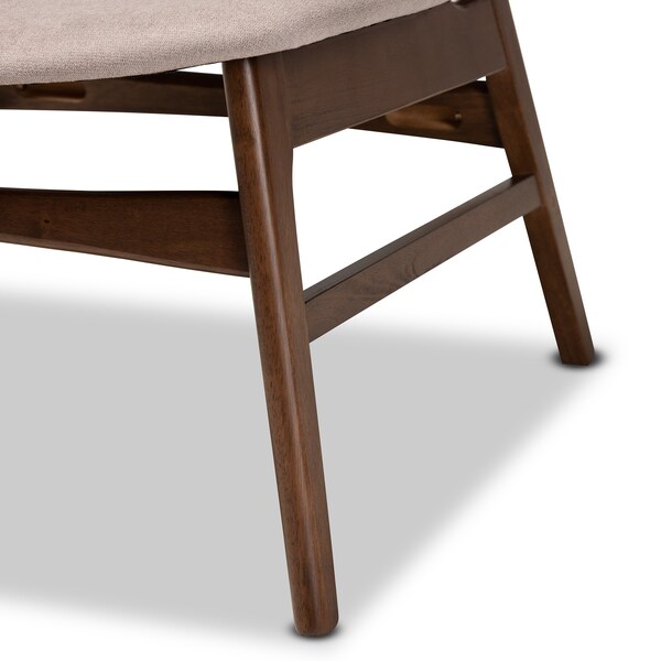 Baxton Studio Benito Transitional Beige Fabric Upholstered and Walnut Brown Finished Wood Accent Chair - 191-11710-ZORO