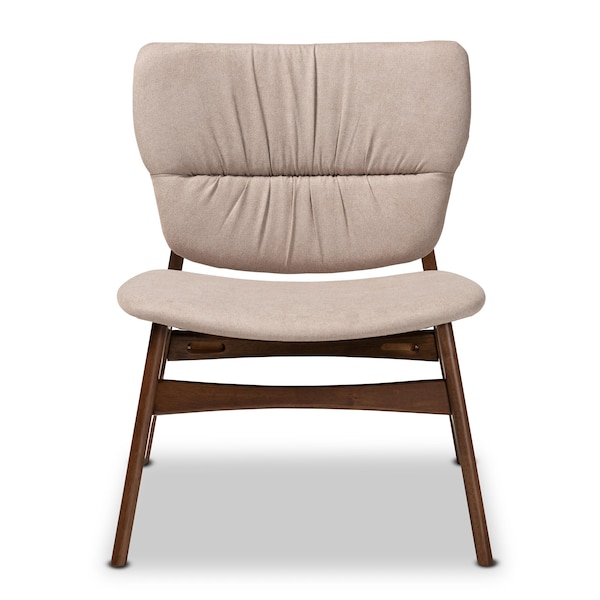 Baxton Studio Benito Transitional Beige Fabric Upholstered and Walnut Brown Finished Wood Accent Chair - 191-11710-ZORO