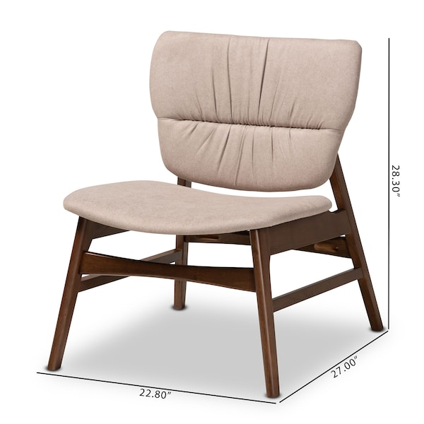 Baxton Studio Benito Transitional Beige Fabric Upholstered and Walnut Brown Finished Wood Accent Chair - 191-11710-ZORO